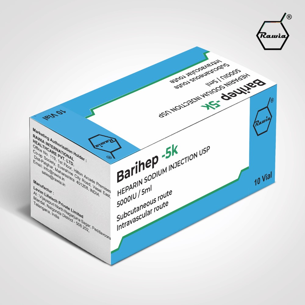 Barihep Heparin Sodium 5000 IU Injection 5 ml Bayadercare